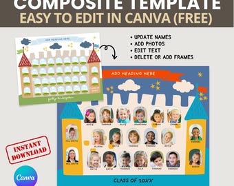 Preschool Class Photo Collage Template: Canva Class Composite (Digital Download)