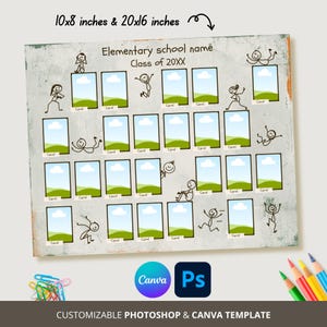 Pre-School Class Composite Template CANVA Photo Collage Class Composite Class Photo Template Kindergarten Composite Photoshop Template Canva
