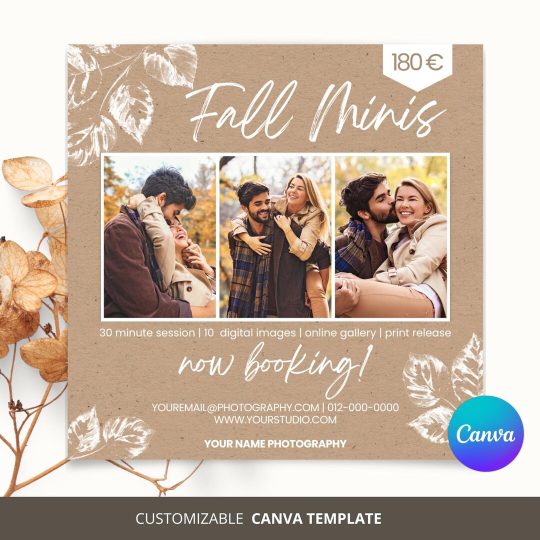 Fall Mini Session Template Autumn Photography Marketing Canva Templates ...