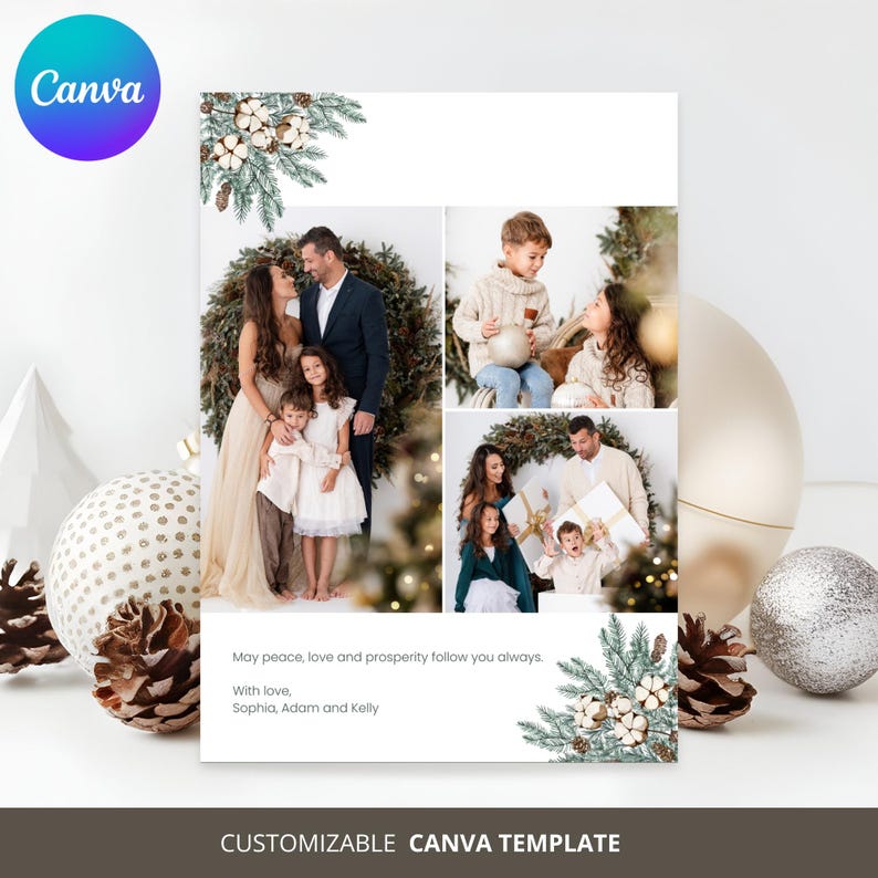 Christmas Card Printable Canva Template Holiday Card Template Canva ...