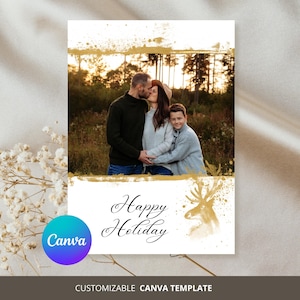 Christmas Card Printable Canva Template Holiday Card Template Canva Xmas Card template Christmas Photo Card Editable Holiday Greeting Card