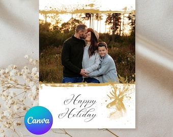 Christmas Photo Card Template: Editable Holiday Card (Canva)