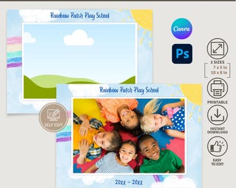 Preschool Class Photo Template | Editable Canva, Photoshop Frame (Digital Download)