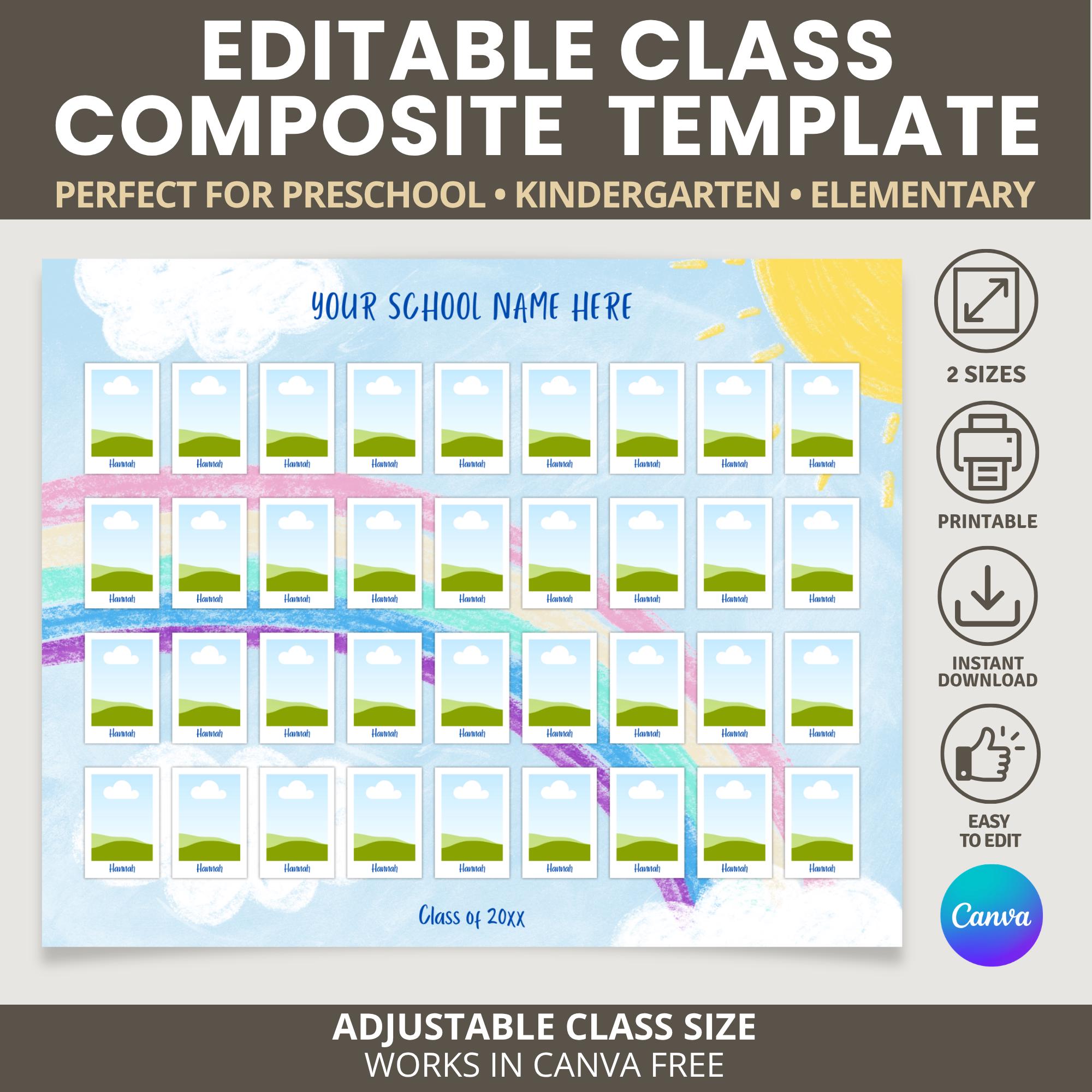 Class Composite Template, Yearbook Page, Canva Editable (digital ...