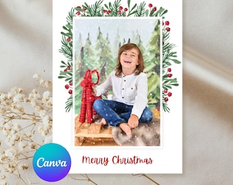 Christmas Photo Card Template: Editable Holiday Card (Canva)