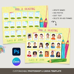 Pre-School Class Composite Template CANVA Photo Collage Class Composite Class Photo Template Photoshop Preschool Composite