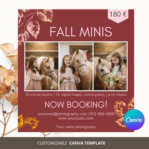 Mall för höstens mini-session: Marknadsföring av höstfotografi (Canva)