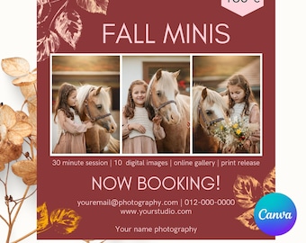 Fall Mini Session Template: Autumn Photography Marketing (Canva)