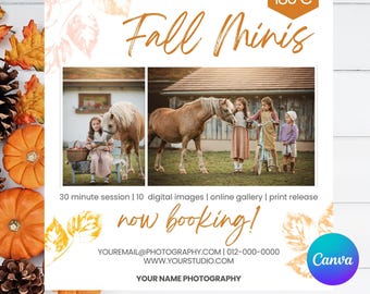 Sjabloon minisessie herfst: fotografiemarketing herfst (canva)