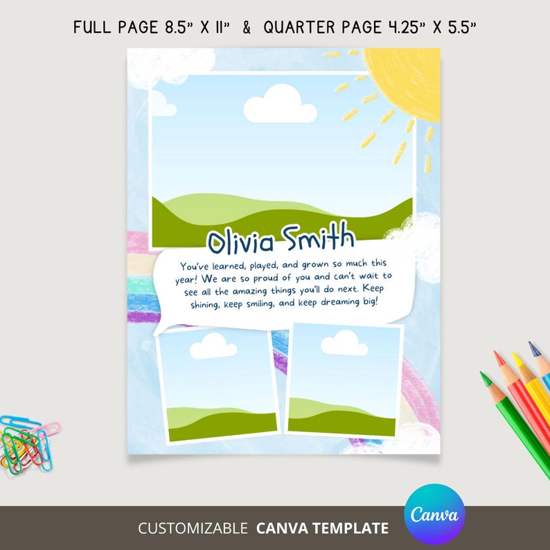 Elementary School Yearbook Ad Template: Canva Tribute (digital Download ...