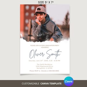 Editable Graduation Announcement Template Customizable Grad Party Invite Digital Download Canva Design for Class of 2025 Celebrations