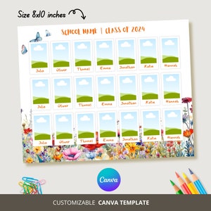 幼稚園クラス合成テンプレート CANVA 写真コラージュ クラス合成クラス写真テンプレート 幼稚園卒業式合成写真テンプレート