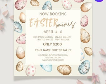 Easter Mini Session Template: Photography Marketing (Canva)