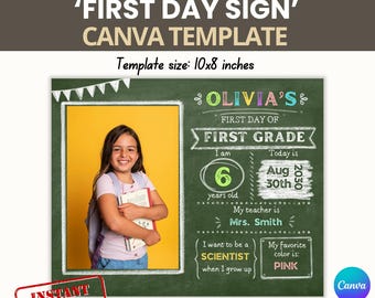 First Day of School Chalkboard Printable, Back to School Sign, 2nd ...