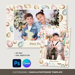 Pasen-wenskaart Afdrukbare paaskaartsjabloon Vrolijke paaskaart Digitale download Fotokaart Pasen Wenskaart paashaas