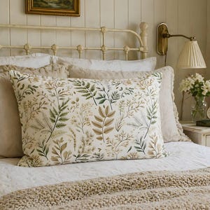 Botanical Pillow Shams – Cottage Bedroom Decor Standard or King | Fernlight by Durazza