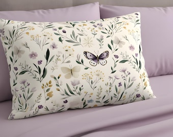 Butterfly Cotton Pillow Sham, Cottage Bedding Standard King | Meadow Wings – Durazza