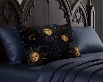 Celestial Pillow Sham, Sun and Moon Cotton Standard King Pillowcase | Cosmic Sky – Durazza