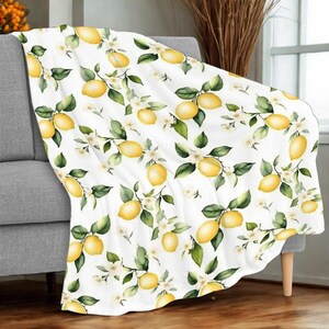 Lemon Throw Blanket: Velveteen Boho Cottagecore Decor | Lemony Zest by Durazza