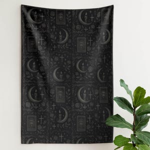 Occult Throw Blanket for Couch: Gothic Moon and Candle Sherpa or Velveteen, Dark Decor, Witchy Bedroom Gift | Hexhaven by Durazza