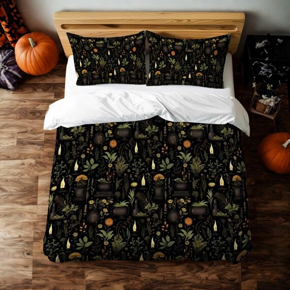 Gothic Romance Duvet Cover Set Dark Elegance With Pale Figure & Crimson - View #4
