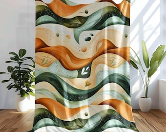 Boho abstracte plaid: aardachtig saliegroen en oranje golfdecor