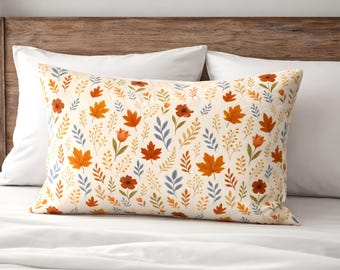 Autumn Harvest Pillow Shams, Standard/King Size, Cotton Orange Gold | Mapleveil - Durazza
