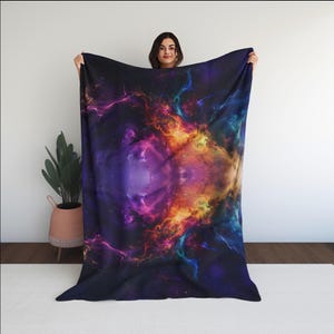 Galaxy Throw Blanket for Couch for Whimsical Home Decor, Celestial Velveteen or Sherpa Blanket, Hippie Dorm Room Decor  | Swirling Galaxy