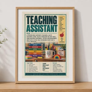 Poster als bedankje voor een onderwijsassistent, muurdecoratie voor TA's, grappige definitieprint, decoratie voor het klaslokaal, bedankje voor schoolpersoneel