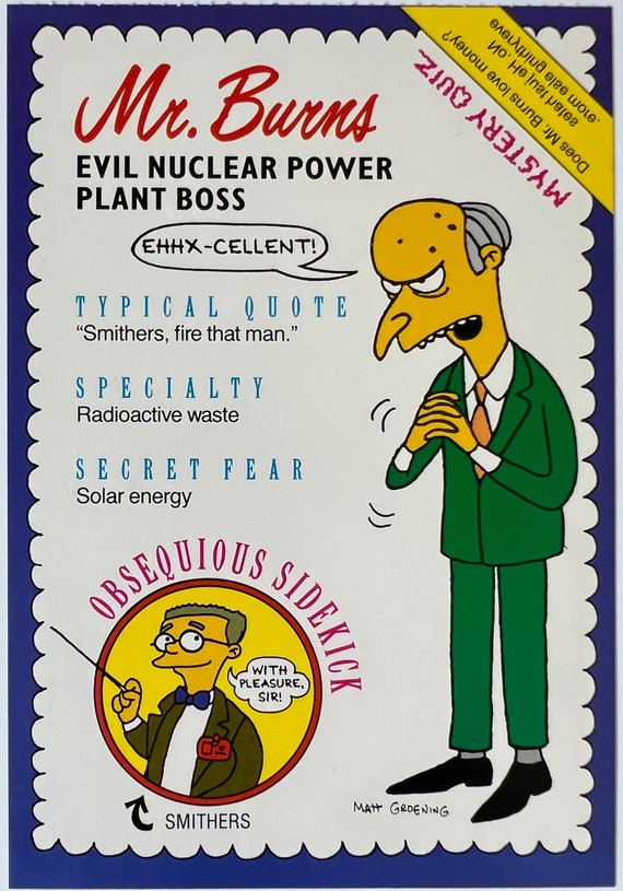 The Simpsons Mr. Burns 1990 Vintage Postcard - Etsy