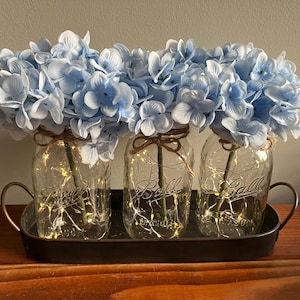 LIghted Mason Jar Centerpieces, Wedding Decor, Bridal Shower Decor, Baby Shower Decor, Farmhouse, Baptism Decor, First Communian Decor, Home