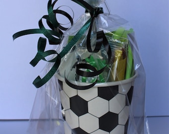 Football Prefilled Paper Party Cup - a great alternative to party bags/favours