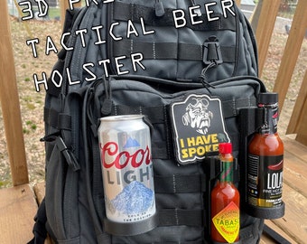 3D Printed Tactical Beer Holster / Holder, MOLLE attachment, tacticool, gift for men, gift for dad, gift for grooms men