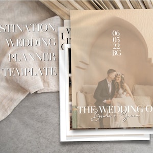 Hochzeitsplaner Vorlage - Vollständig anpassbar und druckbar auf Canva mit Zeitleiste, Gästeliste, Inspirationstafeln und mehr
