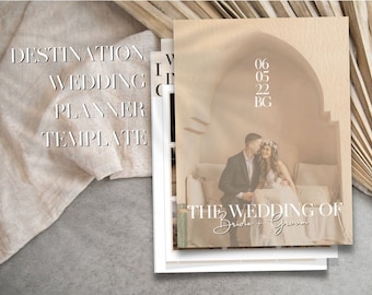 Destination Wedding Planner Template - Fully Customizable and Printable on Canva with Timeline, Guest List, Inspiration Boards and More