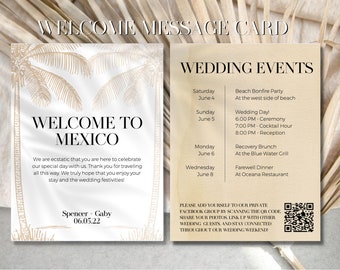 Wedding Welcome Letter and Itinerary - Includes Message and Timeline for Destination Wedding - Customizable Printable Canva Instant Download