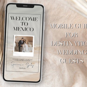 Guia Móvel de Casamento e Resort para Convidados de Casamentos em Destinos - Personalizável no Canva - Download Digital