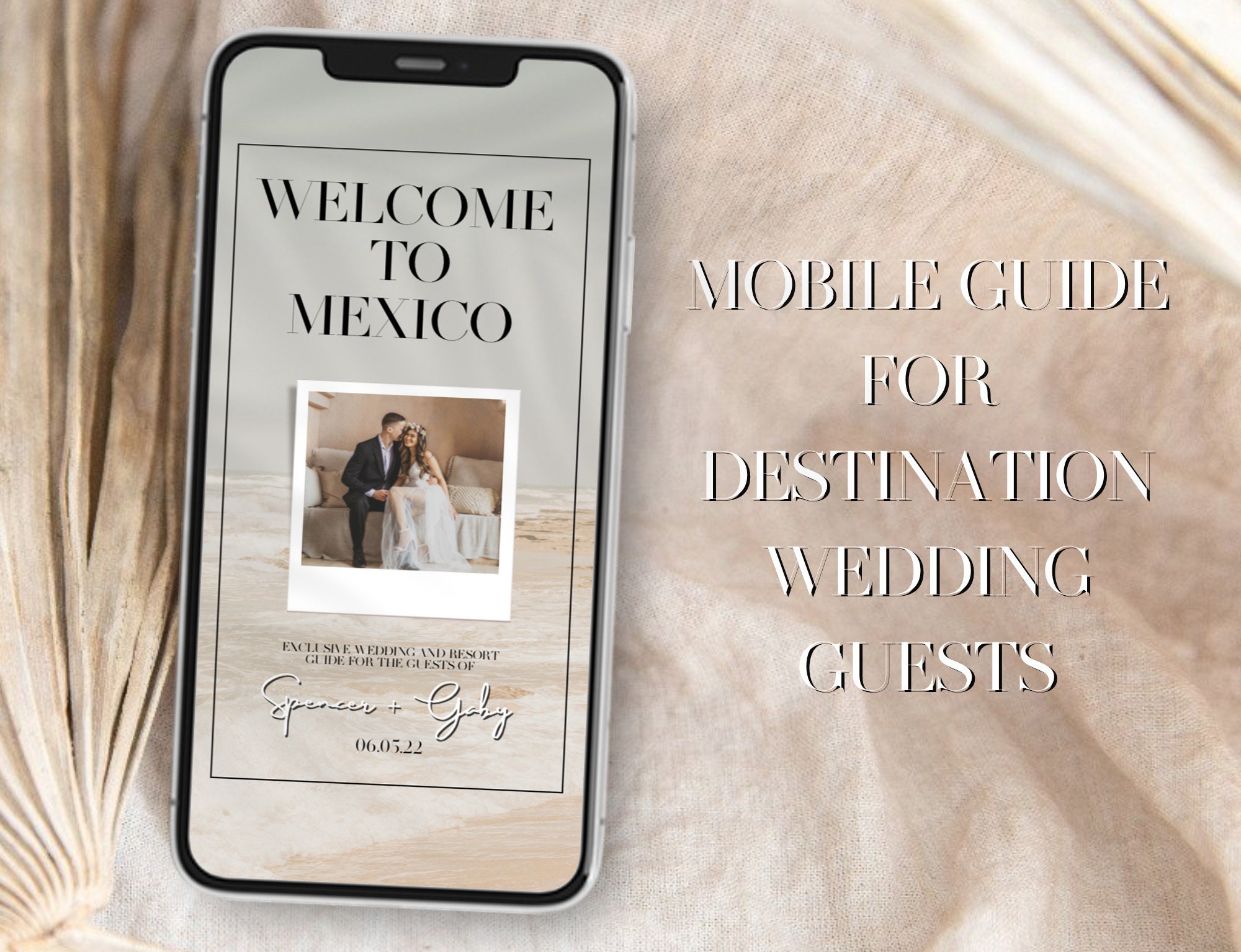 Mobile Wedding and Resort Guide for Destination Wedding Guests - Customizable on Canva - Digital Download