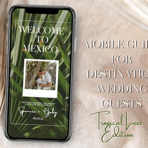 Tropical Luxe Mobile Wedding and Resort Guide for Destination Wedding Guests - Customizable on Canva