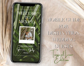 Tropical Luxe Mobile Wedding and Resort Guide for Destination Wedding Guests - Customizable on Canva