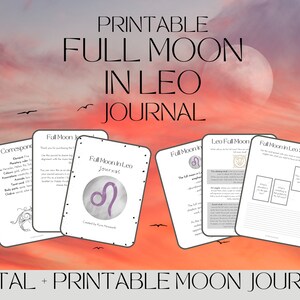 Full Moon in Leo Journal. Moon Manifesting Printable PDF