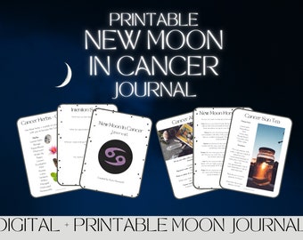 Revista Luna Nueva en Cáncer. Luna Manifestando Diario PDF Imprimible Tarot Astrología
