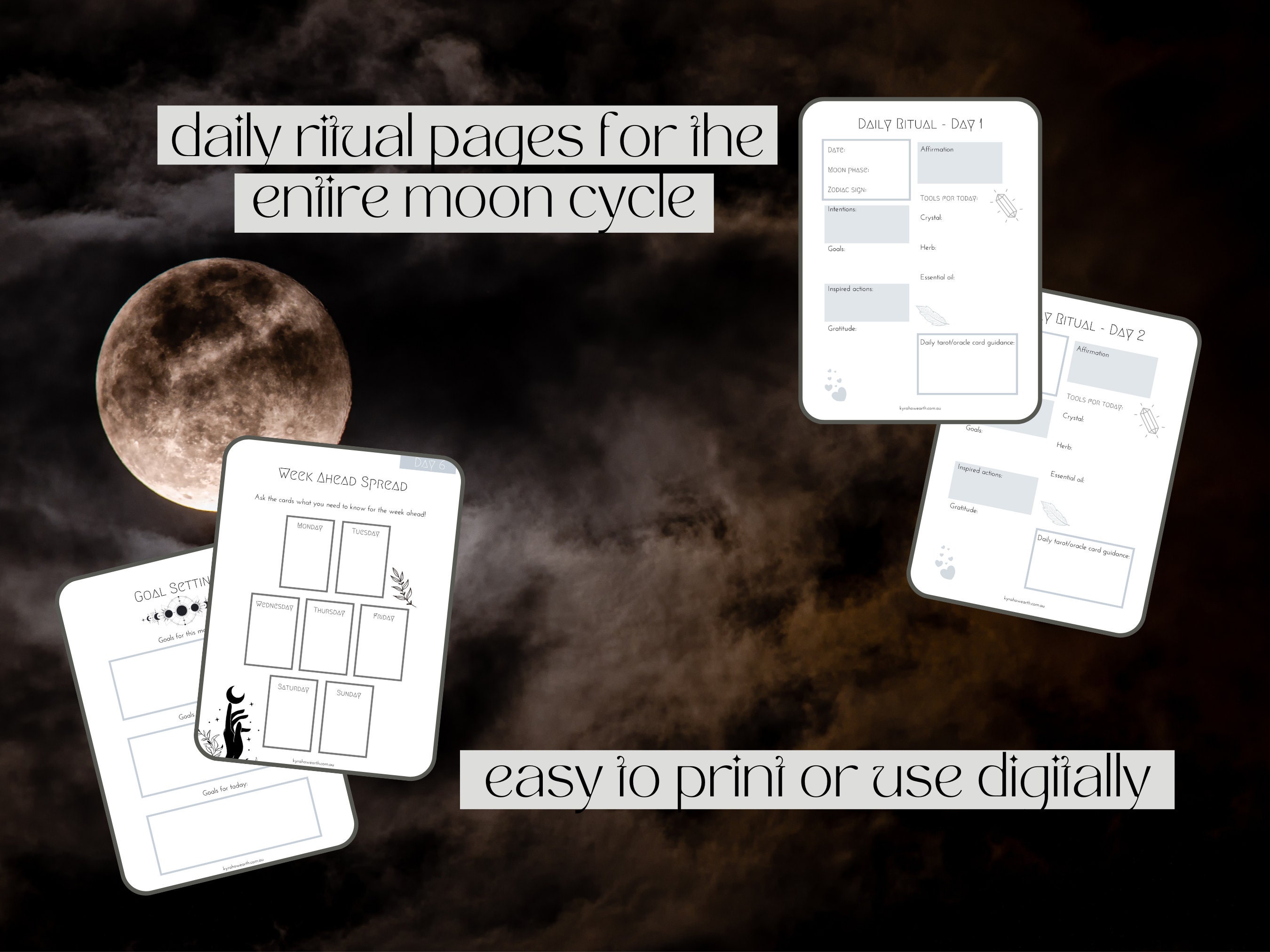 Moon Cycle Workbook, Printable Digital Download Includes Journal Pages ...