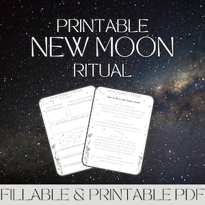 New Moon Ritual PDF Fillable Printable Digital Download. Journaling Tarot Moon Manifesting
