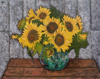 Sunflowers Painting, Original still life sunflower painting, Still life Art material,Painting, Handmade Art