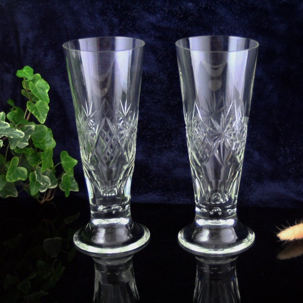 Vintage Kristallglas, Paar große 8,5 ""Hadeland Glassverk Kristallglas Esszimmergläser, Modell ""Bjarne"" von Hadeland Glassverk Norwegen, 1930er Jahre Kristallglas."