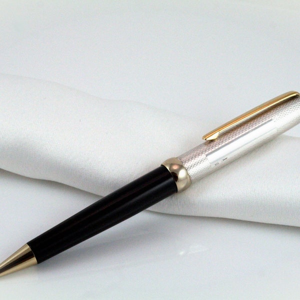 Vintage Silver Pen,Quinn 925 s Ballpoint Pen, Elegant Design Black and Silver,Twist to Activate, Perfect Gift Ready Personalize