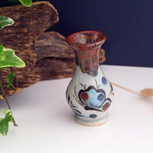 Ken Edwards El Palomar Pottery Vase,Small 4&quot; Mexican Art Pottery Vase, Handmade Lead-Free Pottery Vase by Ken Edwards,Tonala Mexico