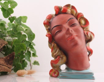 Ditmar Urbach Art Deco Terracotta Bust – Model 14259, 1930s Czech