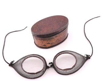 アンティークインダストリアルメッシュゴーグル - スチームパンク風ディスプレイピース（箱付き）